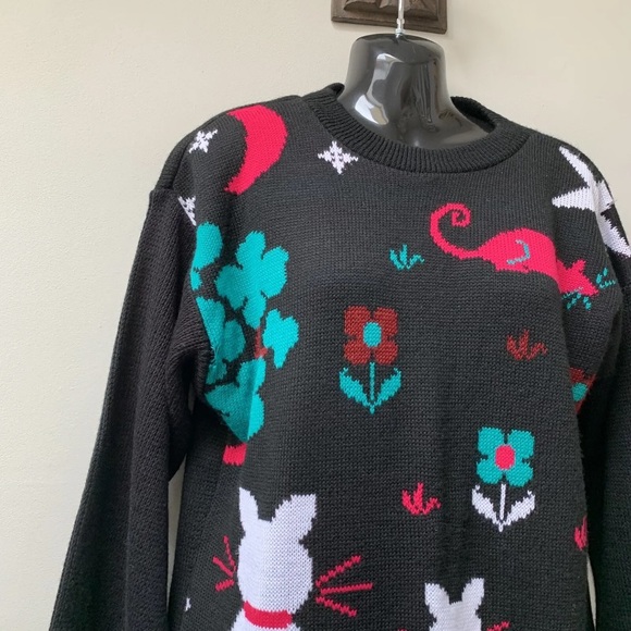 Vintage quirky fun car jumper fits uk 12 acrylic - Picture 5 of 10